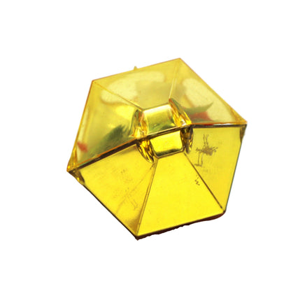 Ornaments, Jewelbrite Diorama, Christmas Bells & Holly, Yellow Hexagon, Mid Century Vintage