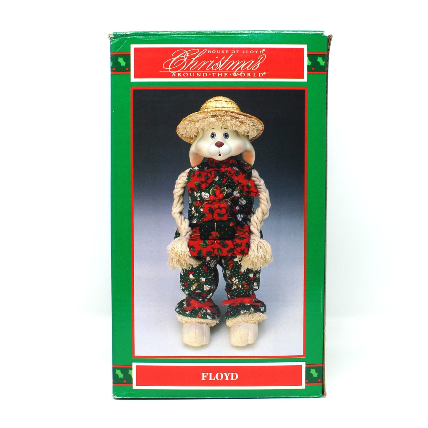 Dolls, House of Lloyd, Christmas Anthropomorphic Bunny Shelf Sitters, "Floyd & Flossie", Original Box, 1996