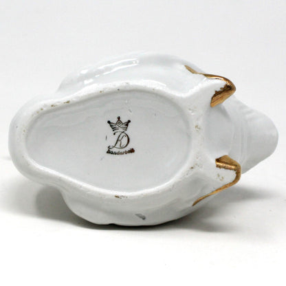 Vase, Dresden Style Swans & Bud Vase, Hand Applied Pink Roses, Vintage