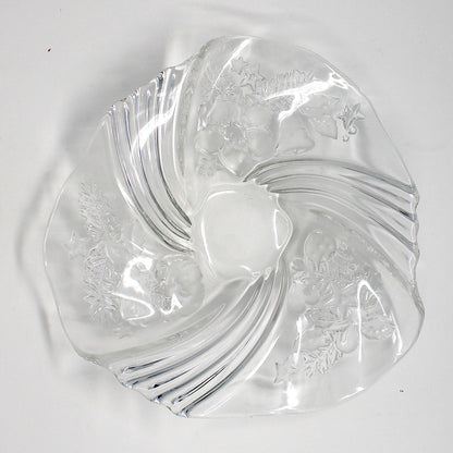 Bon Bon / Candy Dish, Mikasa, Christmas Medley, Frosted Glass, Germany, Vintage 9"