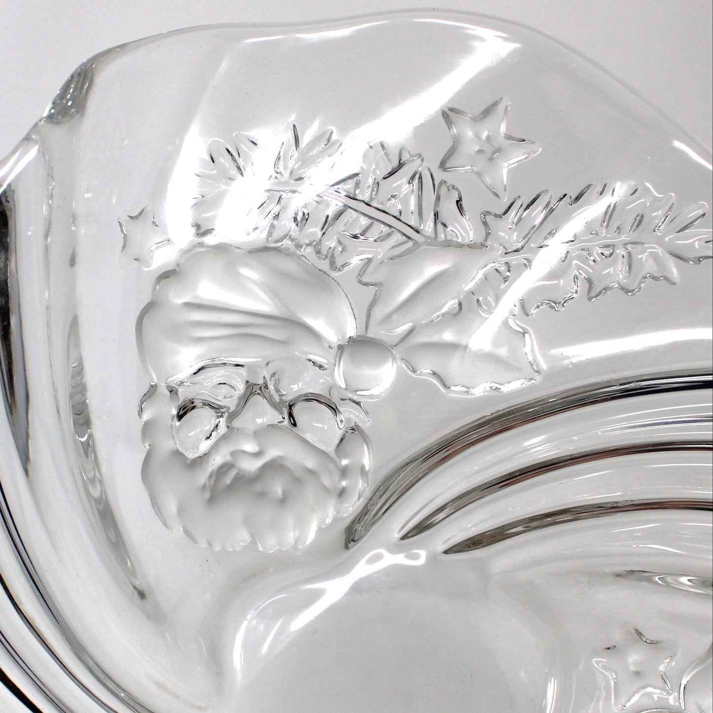 Bon Bon / Candy Dish, Mikasa, Christmas Medley, Frosted Glass, Germany, Vintage 9"