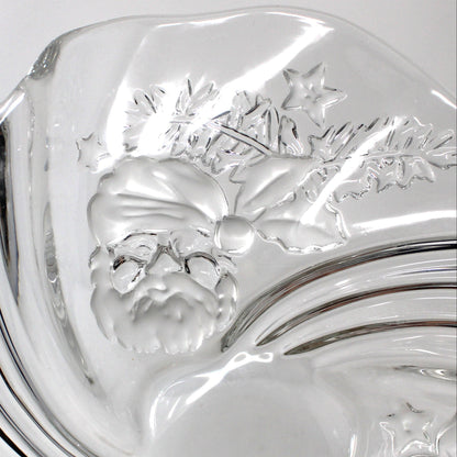 Bon Bon / Candy Dish, Mikasa, Christmas Medley, Frosted Glass, Germany, Vintage 9"