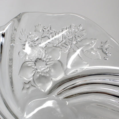 Bon Bon / Candy Dish, Mikasa, Christmas Medley, Frosted Glass, Germany, Vintage 9"