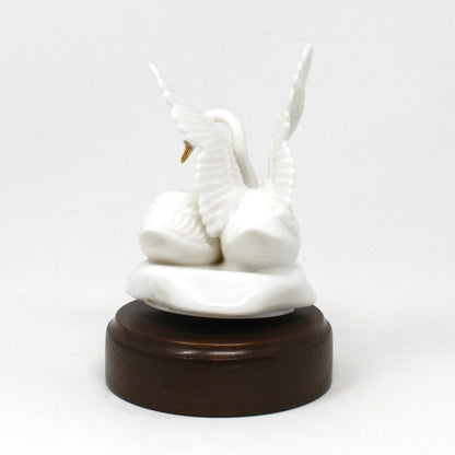 Musical Figurine, Double Swans, Plays Lara's Theme - Somewhere My Love, Porcelain, Vintage