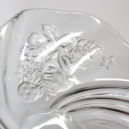 Bon Bon / Candy Dish, Mikasa, Christmas Medley, Frosted Glass, Germany, Vintage 9"