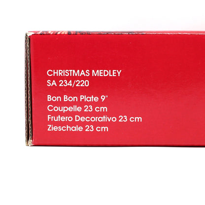 Bon Bon / Candy Dish, Mikasa, Christmas Medley, Frosted Glass, Germany, Vintage 9"