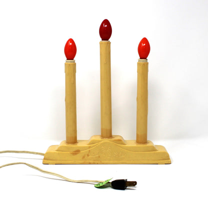 Candelabra, Christmas Candolier, Excel 3-Light, In Original Santa Box, Working, Vintage