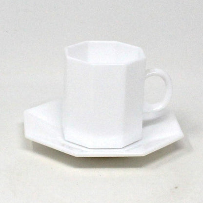 Demitasse & Saucer, Arcopal, Novoctime White Milk Glass, Vintage