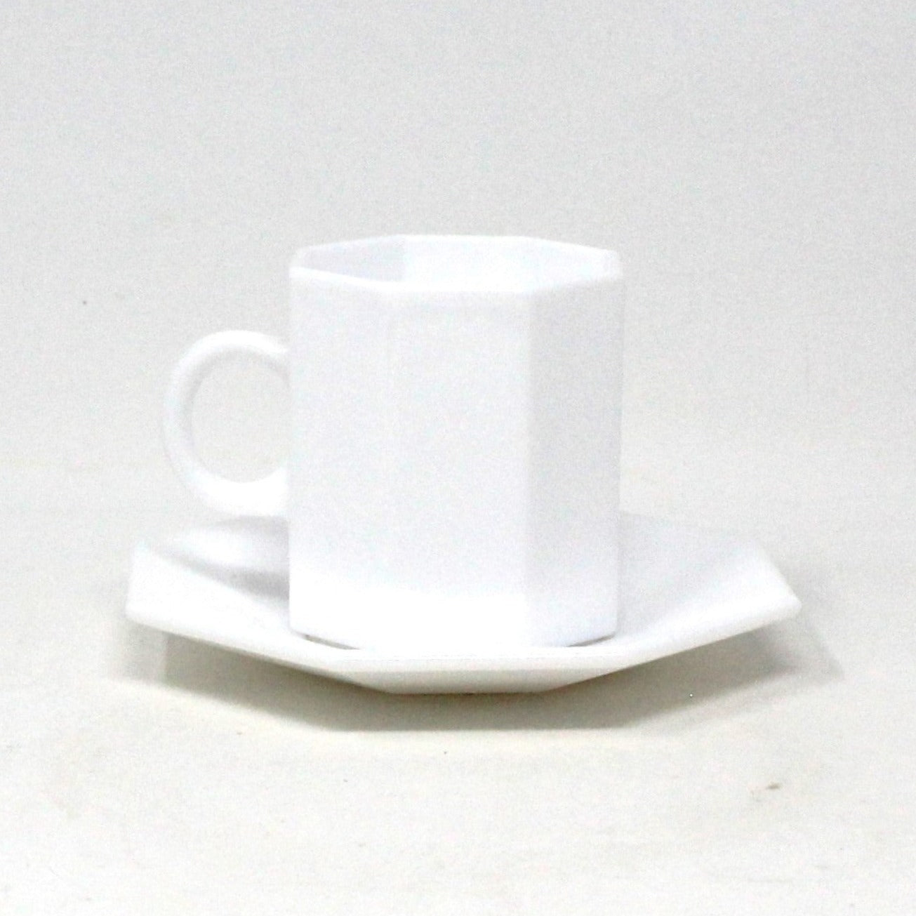 Demitasse & Saucer, Arcopal, Novoctime White Milk Glass, Vintage