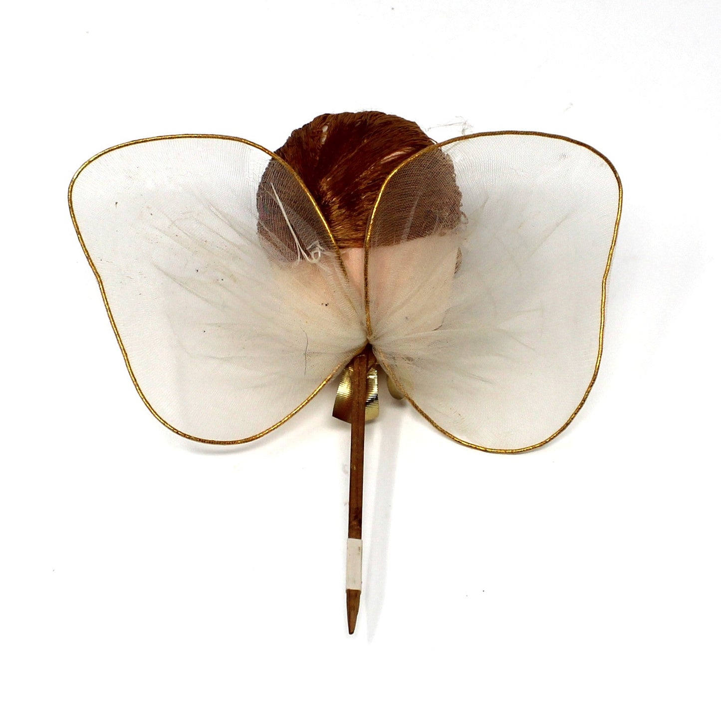 Ornaments, Christmas Angel Head Pick, Stockinette, Tulle Wings, Japan, Vintage