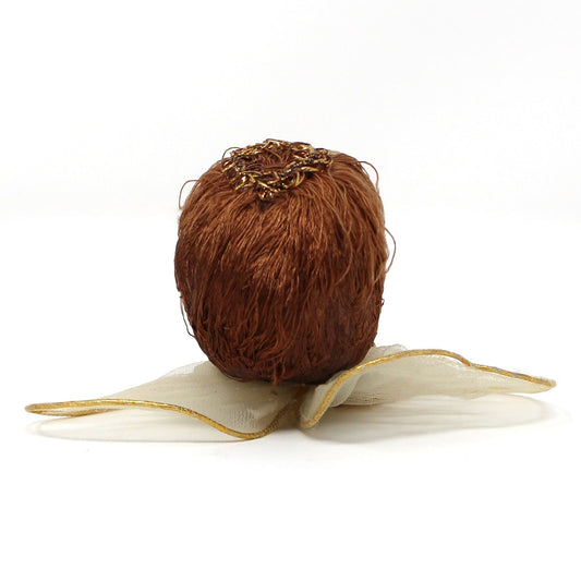 Ornaments, Christmas Angel Head, Hand Painted Stockinette Face, Tulle Wings, Japan, Vintage