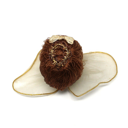 Ornaments, Christmas Angel Head, Hand Painted Stockinette Face, Tulle Wings, Japan, Vintage