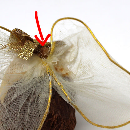 Ornaments, Christmas Angel Head, Hand Painted Stockinette Face, Tulle Wings, Japan, Vintage