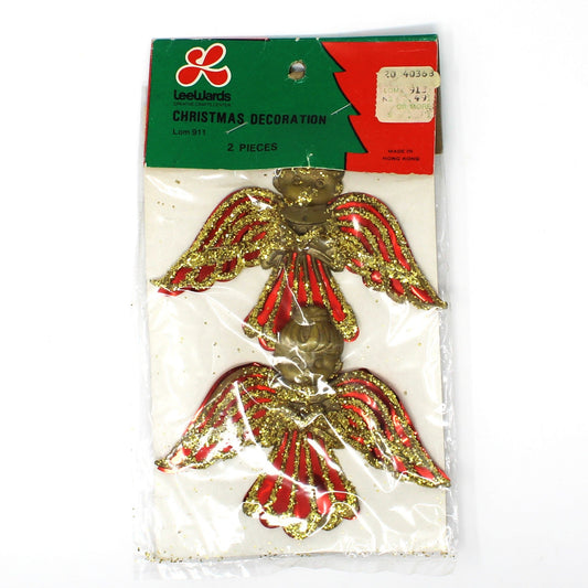 Ornaments, Glitter Angels, Stained Glass Foil Look, Lee Wards Package Unopened, Set of 2, Vintage