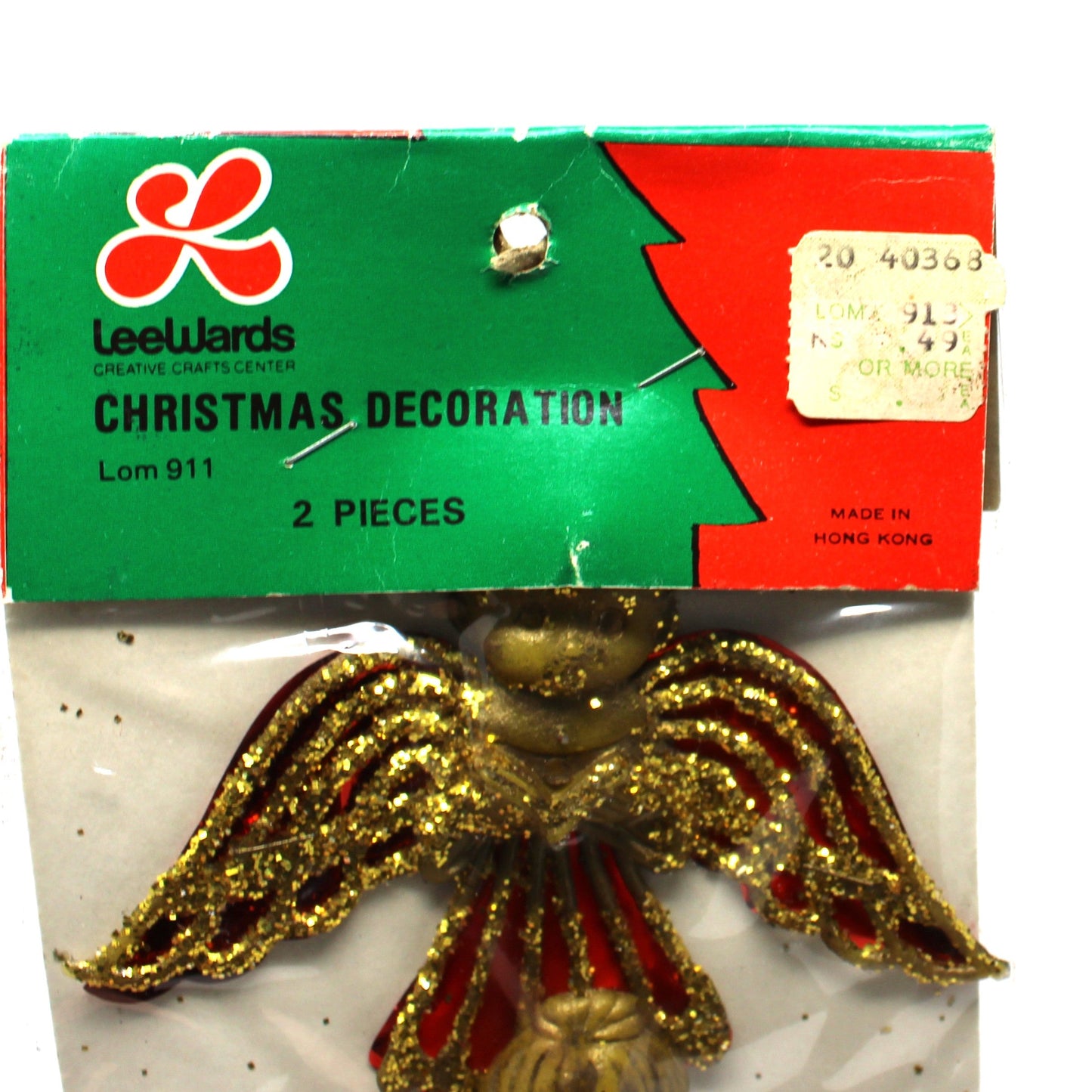 Ornaments, Glitter Angels, Stained Glass Foil Look, Lee Wards Package Unopened, Set of 2, Vintage