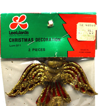 Ornaments, Glitter Angels, Stained Glass Foil Look, Lee Wards Package Unopened, Set of 2, Vintage