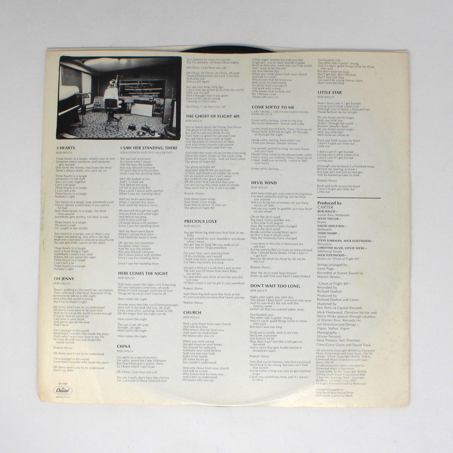 Record Album, Bob Welch, Three Hearts, Original 1979, Capitol Records, Vintage Vinyl, USED, VG+