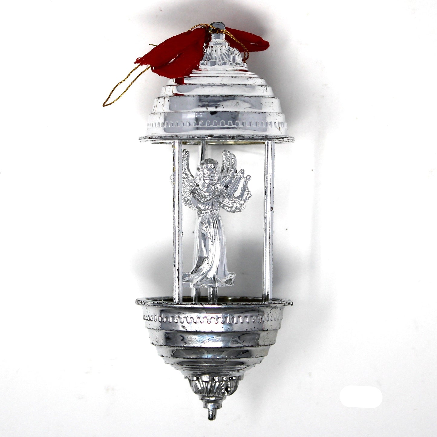 Ornaments, Christmas Oil Rain Lamp with Angel, Vintage Plastic, SOLD