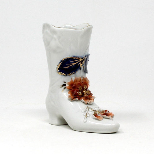 Shoe / Boot, Porcelain Victorian Boot, Hand Applied Floral, Vintage Germany