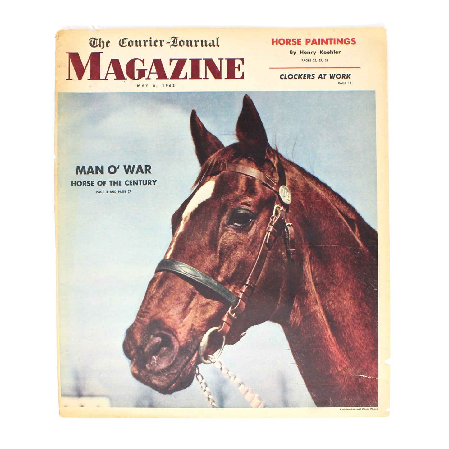 Magazine Cover, Original, The Courier Journal, 1962, Horse Head, Vintage, SOLD