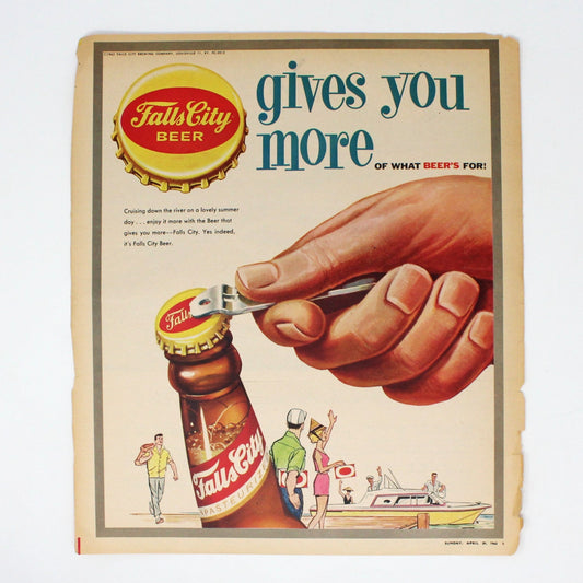 Advertisement, Falls City Beer, 1962, Original Magazine Ad, Vintage