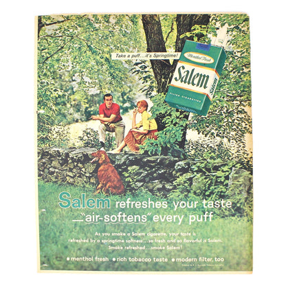 Advertisement, Salem Cigarettes, 1962, Original Magazine Ad, Vintage