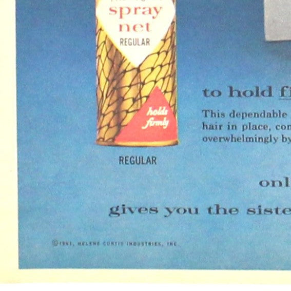 Advertisement, Helene Curtis Hair Spray, Original 1961 Magazine Ad, Vintage