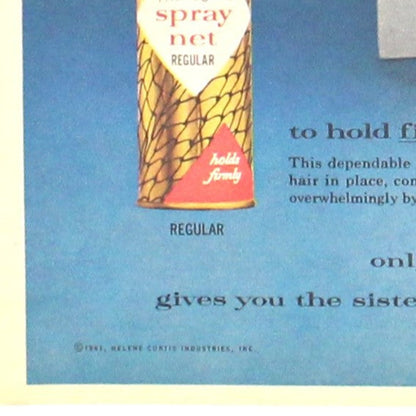 Advertisement, Helene Curtis Hair Spray, Original 1961 Magazine Ad, Vintage