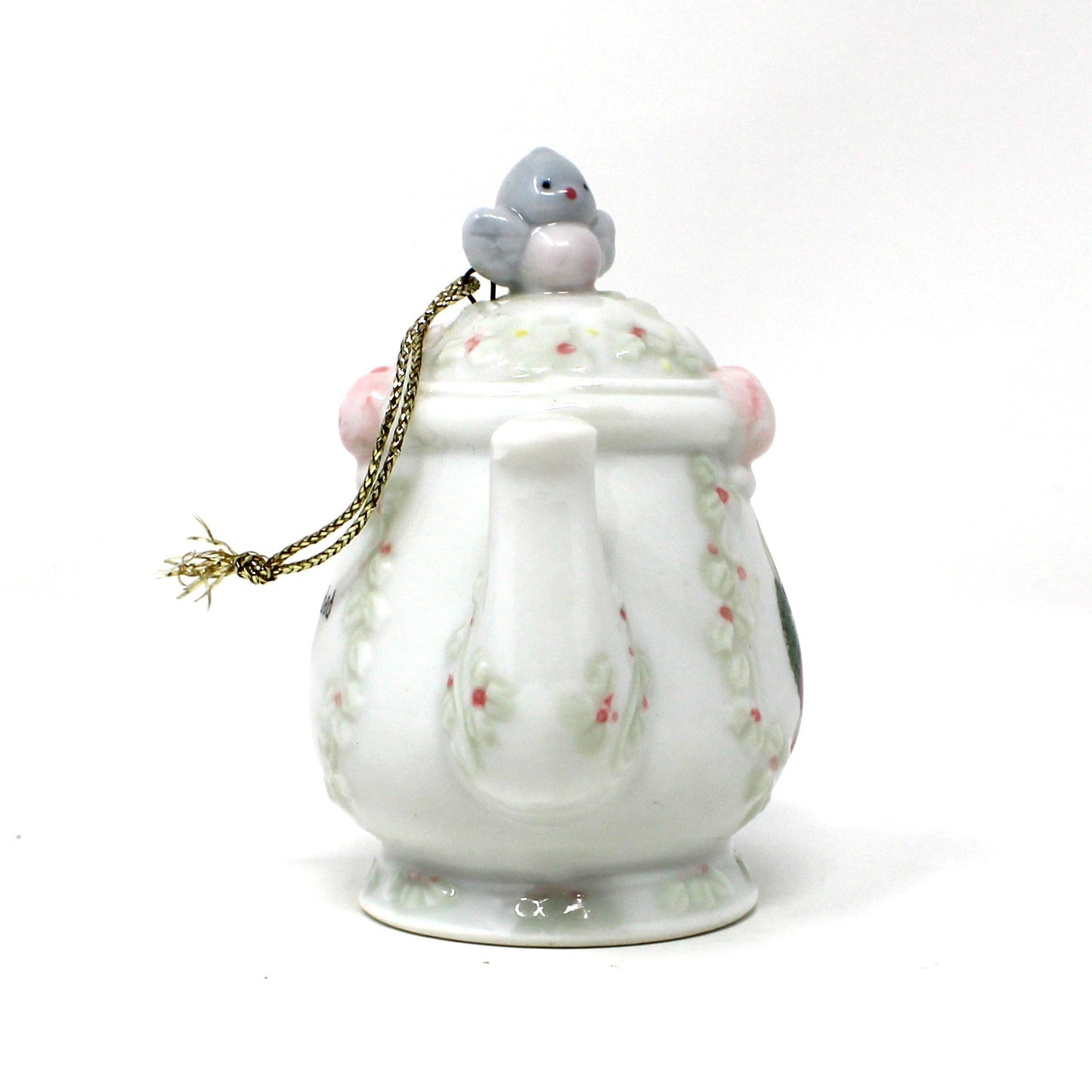 Ornaments, Enesco, Precious Moments Teapot Light Cover, Girl with Christmas Wreath, Vintage 1994