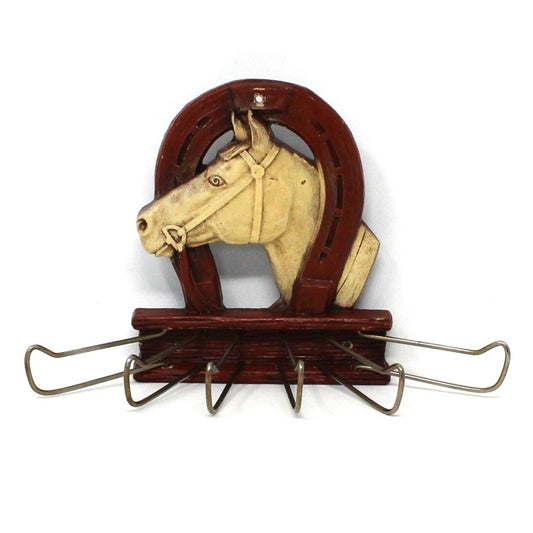 Tie Rack / Belt Organizer, Western Horse Head & Horseshoe, Wall Mount, Vintage