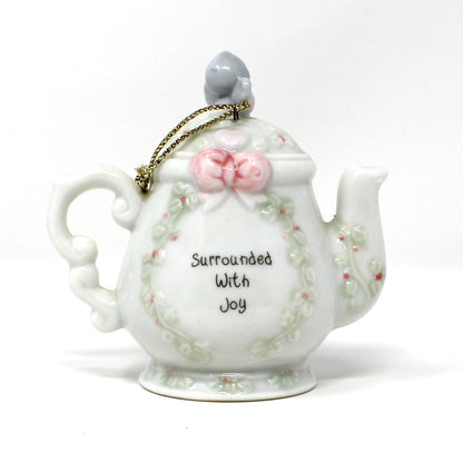 Ornaments, Enesco, Precious Moments Teapot Light Cover, Girl with Christmas Wreath, Vintage 1994