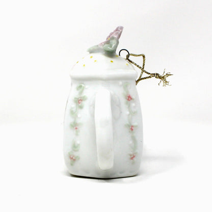 Ornaments, Enesco, Precious Moments Teapot Light Cover, Boy with Christmas Lights, Vintage 1994