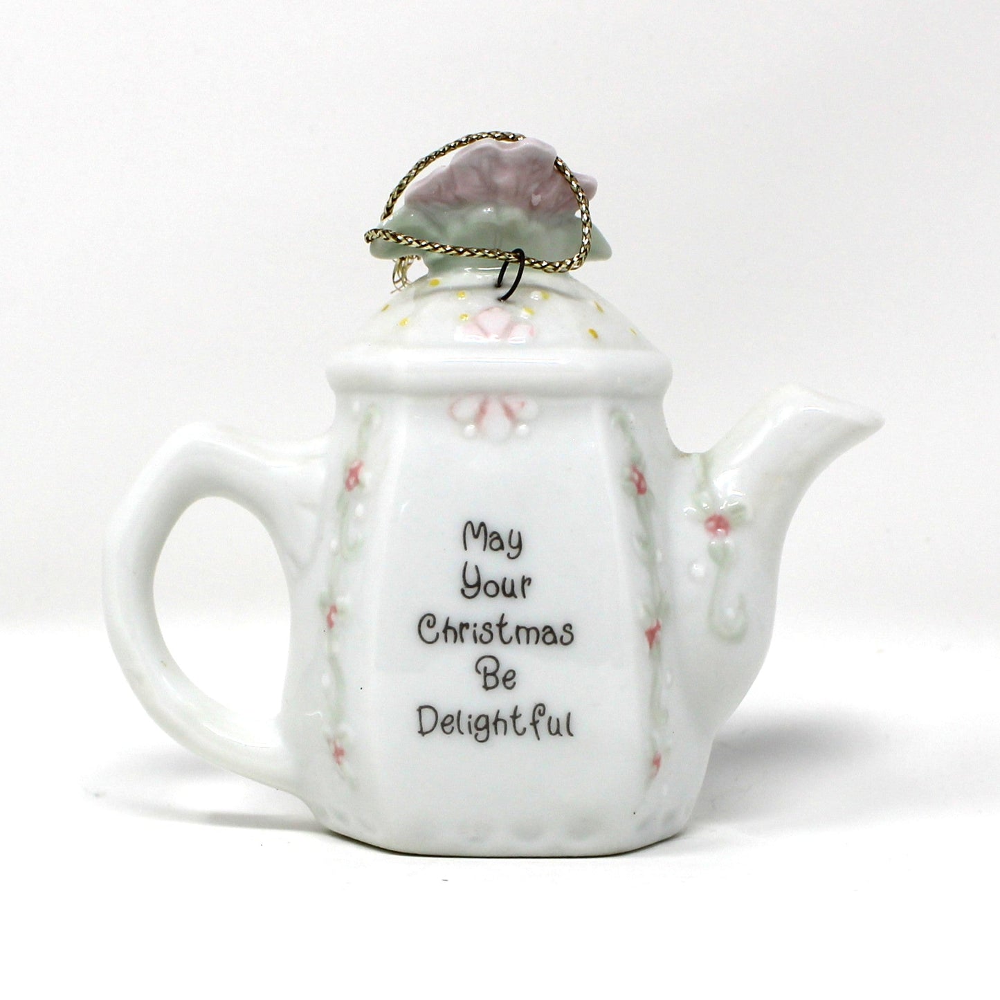 Ornaments, Enesco, Precious Moments Teapot Light Cover, Boy with Christmas Lights, Vintage 1994