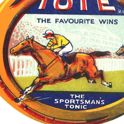 Bottle Label, TOTE Sportsman's Tonic, Horse Racing, Vintage, 1930's