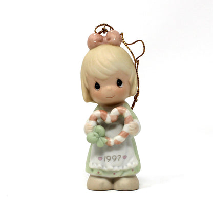 Ornaments, Enesco, Precious Moments Girl with Heart, Dated 1997, Retired