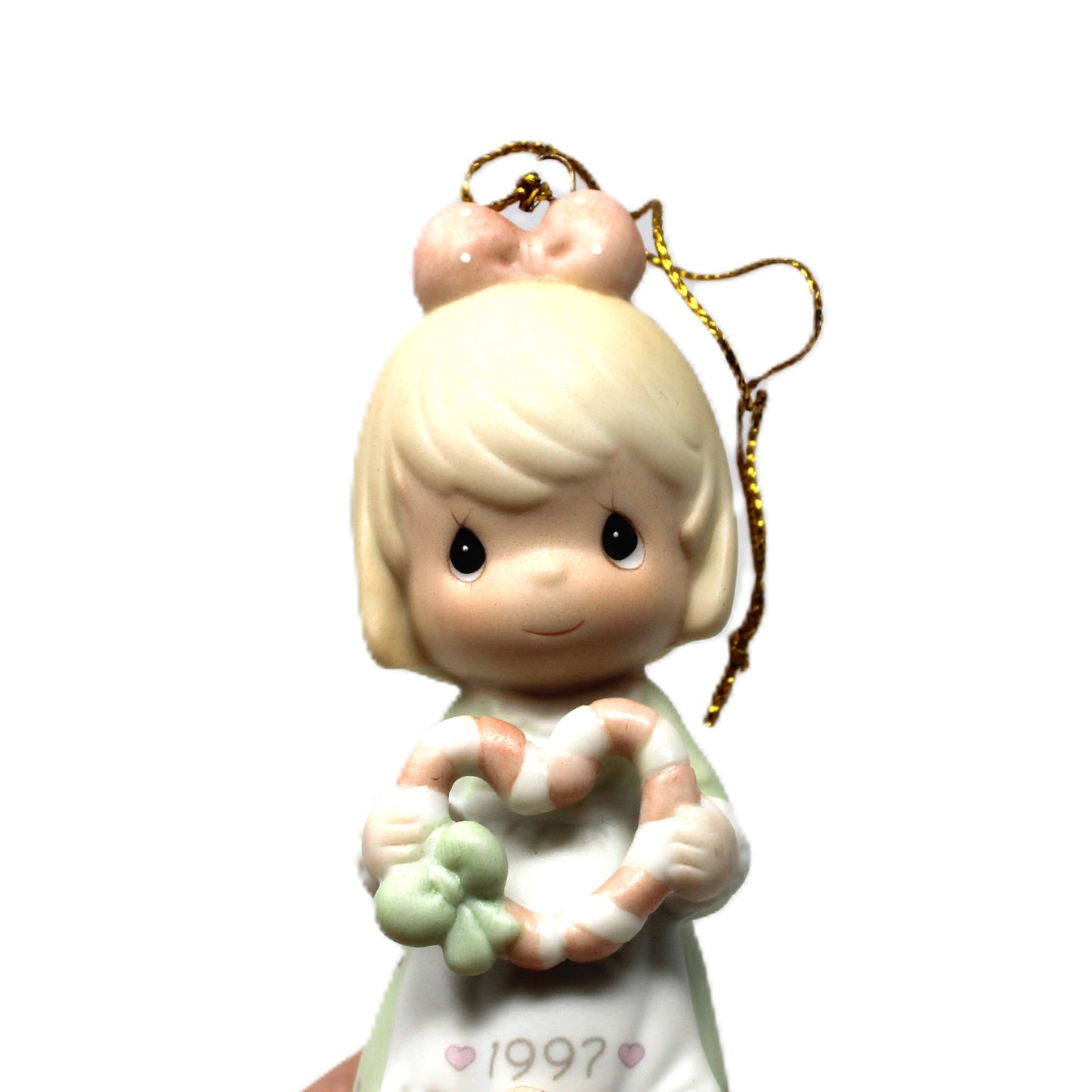 Ornaments, Enesco, Precious Moments Girl with Heart, Dated 1997, Retired