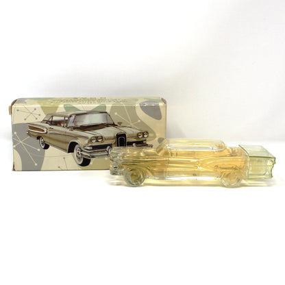 Decanter, After Shave, Avon, 1958 Ford Edsel, Black Suede After Shave in Box, Vintage