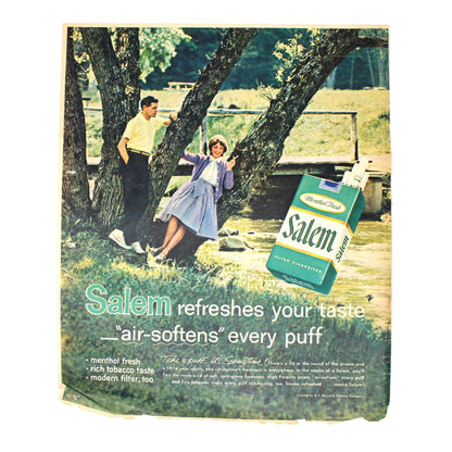 Advertisement, Salem Cigarettes, 1961, Original Magazine Ad, Vintage