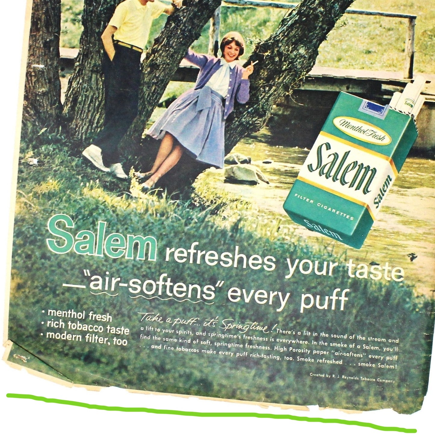 Advertisement, Salem Cigarettes, 1961, Original Magazine Ad, Vintage