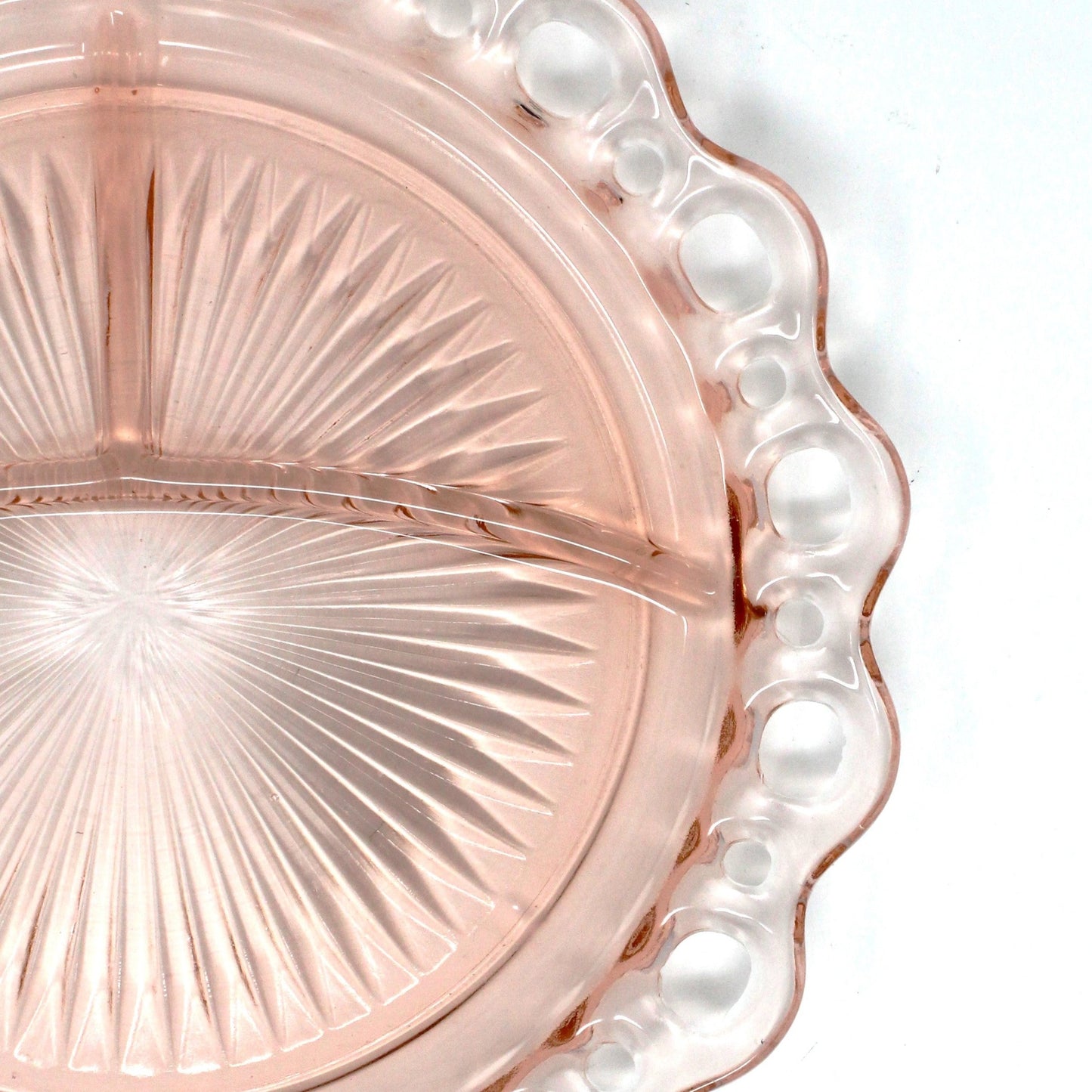 Plate / Grill Plate, Anchor Hocking, Pink Depression Glass, Lace Edge (Old Colony), Vintage