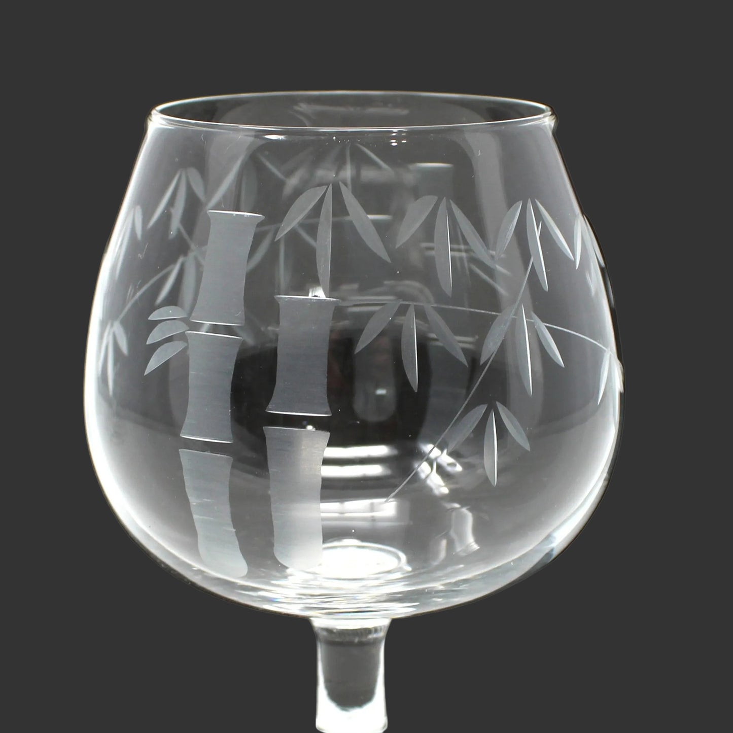 Vintage Brandy Sniffers / Cognac Glass, Cut Bamboo Pattern, Mid Century Hand Blown Glass Stemware, Elegant Barware