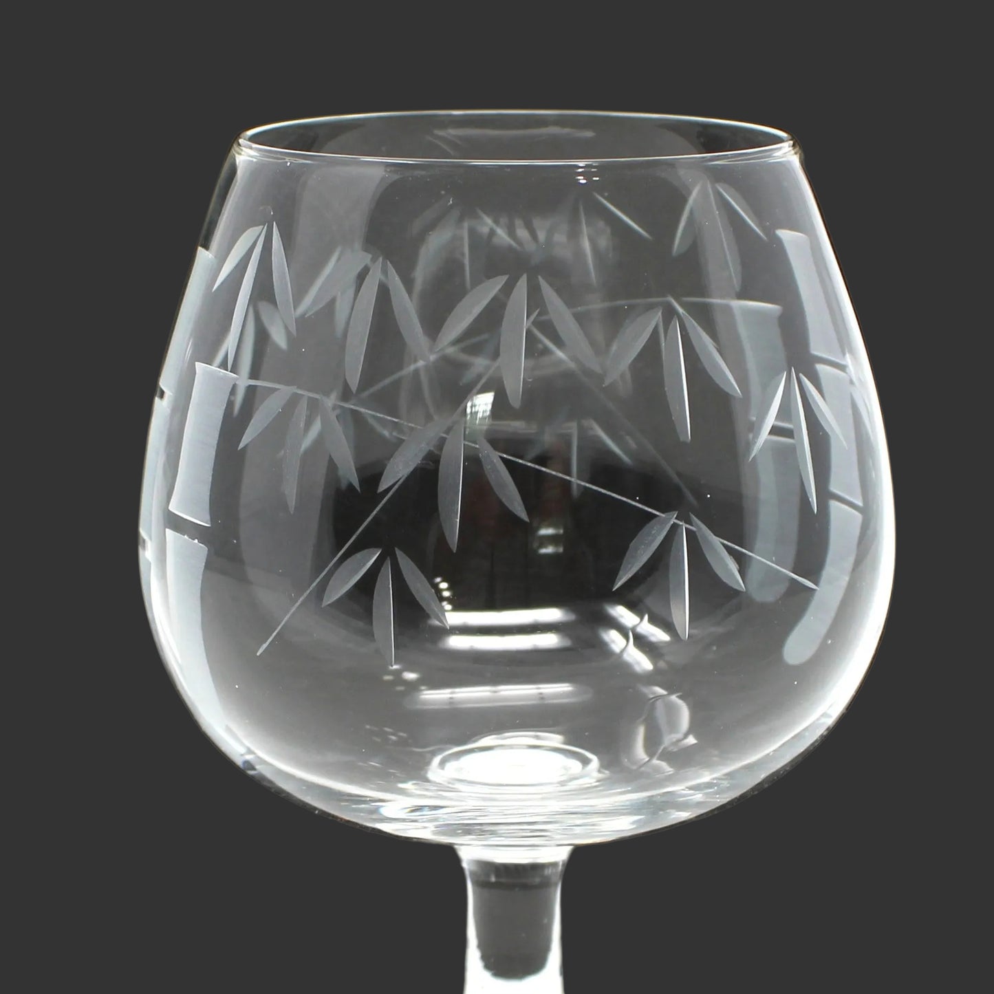 Brandy Sniffers, Sasaki, Bamboo, Cut Blown Glass Set of 6, (Smooth Bulbous Stem), Vintage