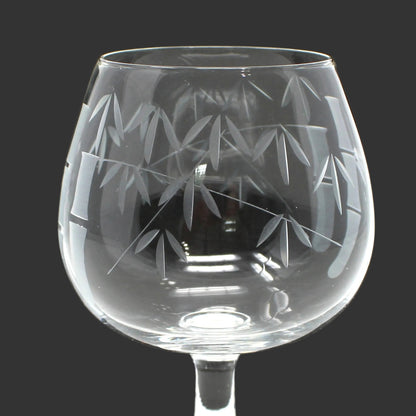 Brandy Sniffers, Sasaki, Bamboo, Cut Blown Glass Set of 6, (Smooth Bulbous Stem), Vintage