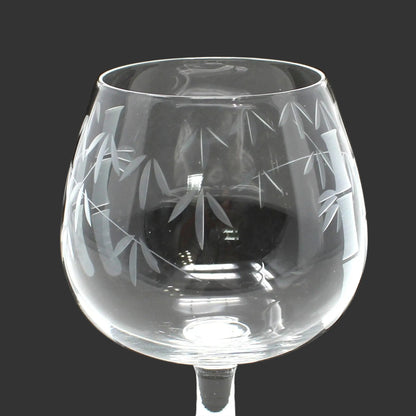 Brandy Sniffers, Sasaki, Bamboo, Cut Blown Glass Set of 6, (Smooth Bulbous Stem), Vintage