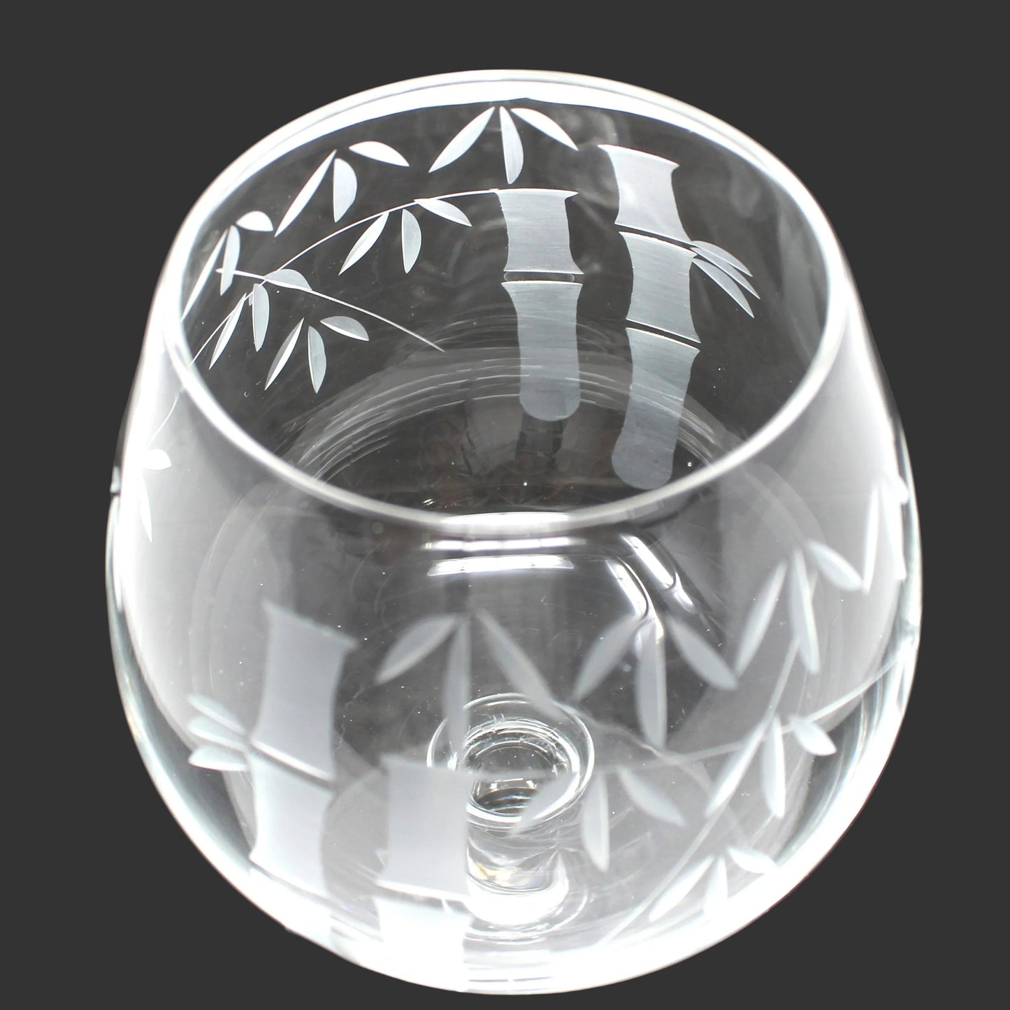 Brandy Sniffers, Sasaki, Bamboo, Cut Blown Glass Set of 6, (Smooth Bulbous Stem), Vintage