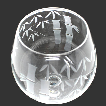 Brandy Sniffers, Sasaki, Bamboo, Cut Blown Glass Set of 6, (Smooth Bulbous Stem), Vintage