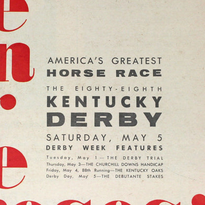 Advertisement, Kentucky Derby Run for the Roses, May 5, 1962, Original Magazine Ad, Vintage