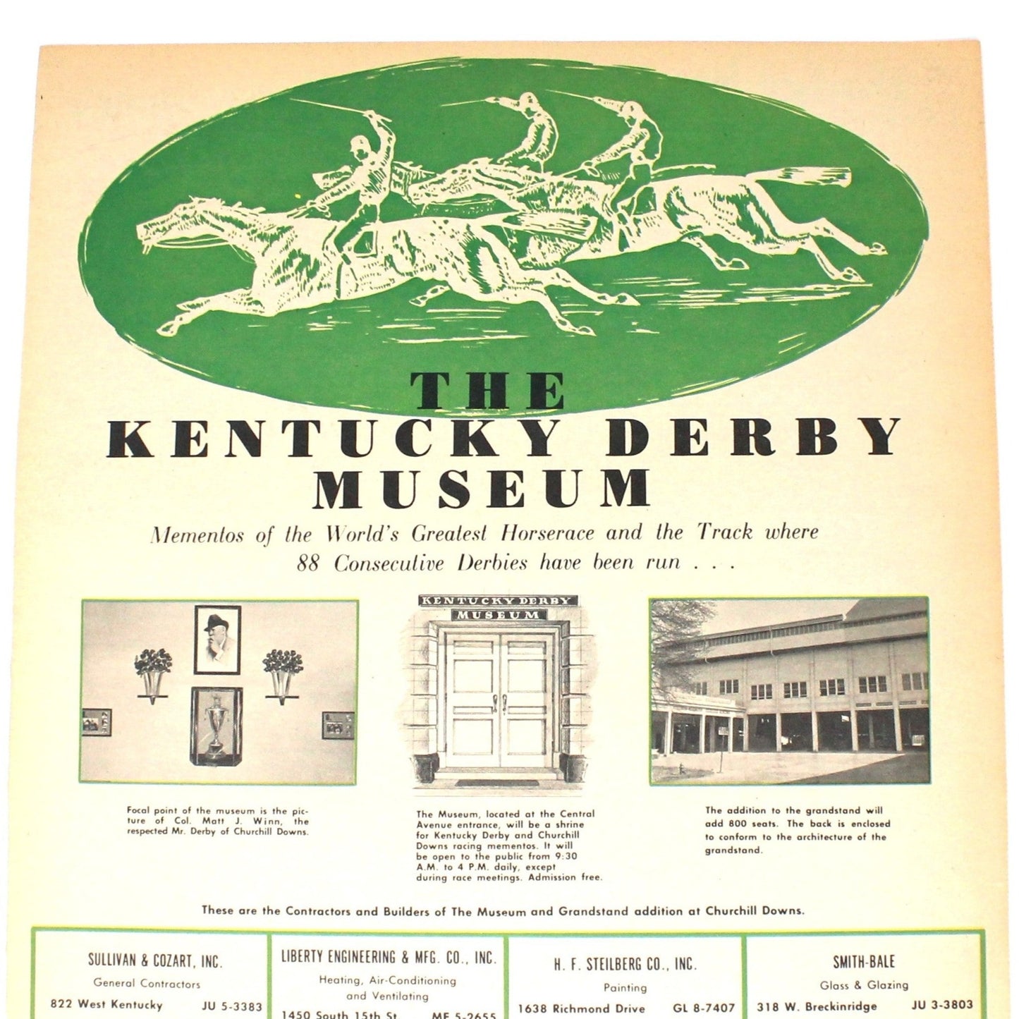 Advertisement, Kentucky Derby Museum, 1962, Original Magazine Ad, Vintage