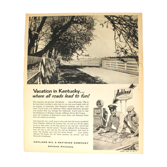 Advertisement, Ashland Oil & Refining Co., Ashland KY, Original 1962 Magazine Ad, Vintage, SOLD