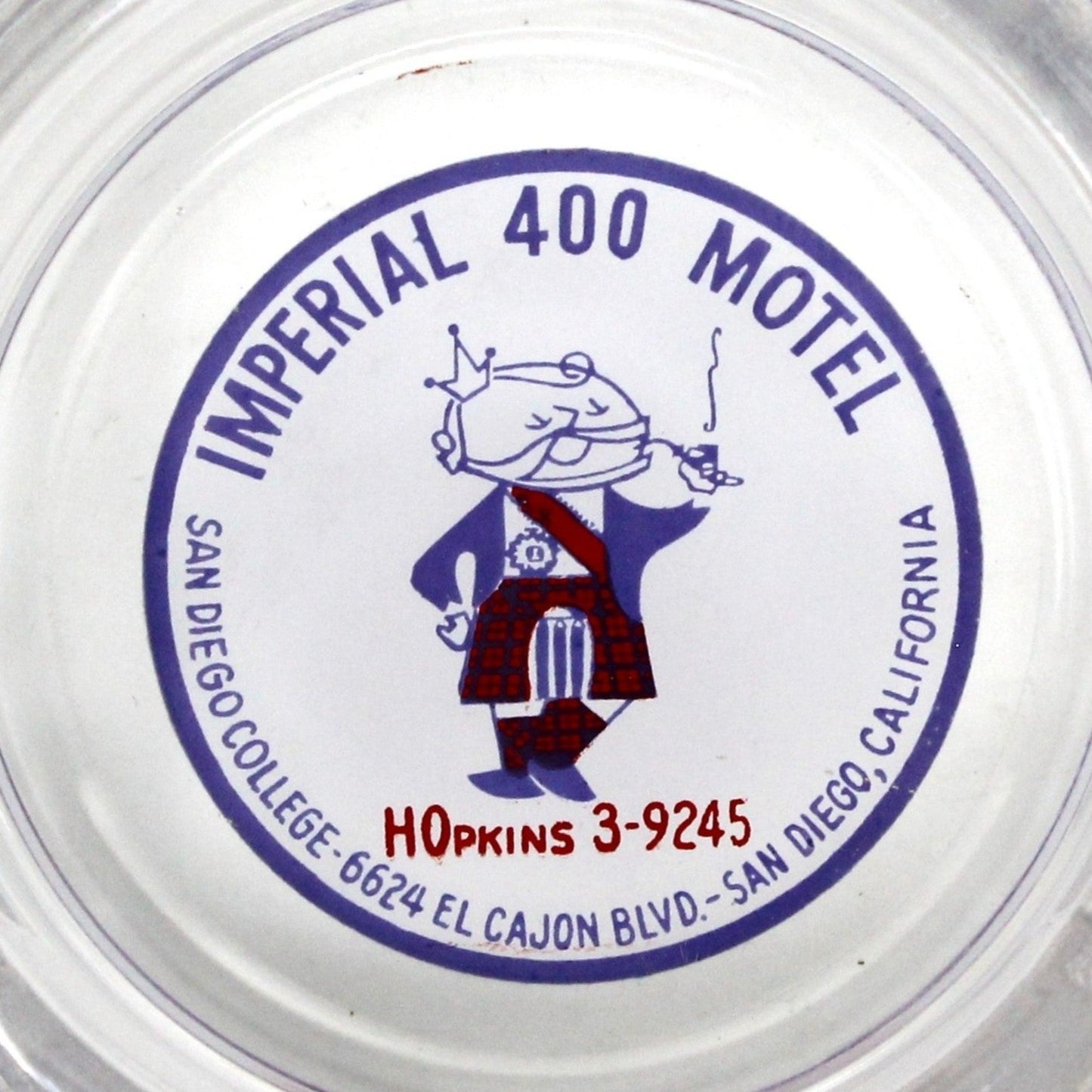 Ashtray, Hotel Souvenir, Imperial 400 Motel, Glass Advertising Ashtray, Vintage, RARE